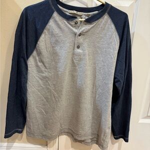 Beverly Hills Polo Club Gray and Navy Long Sleeve Henley